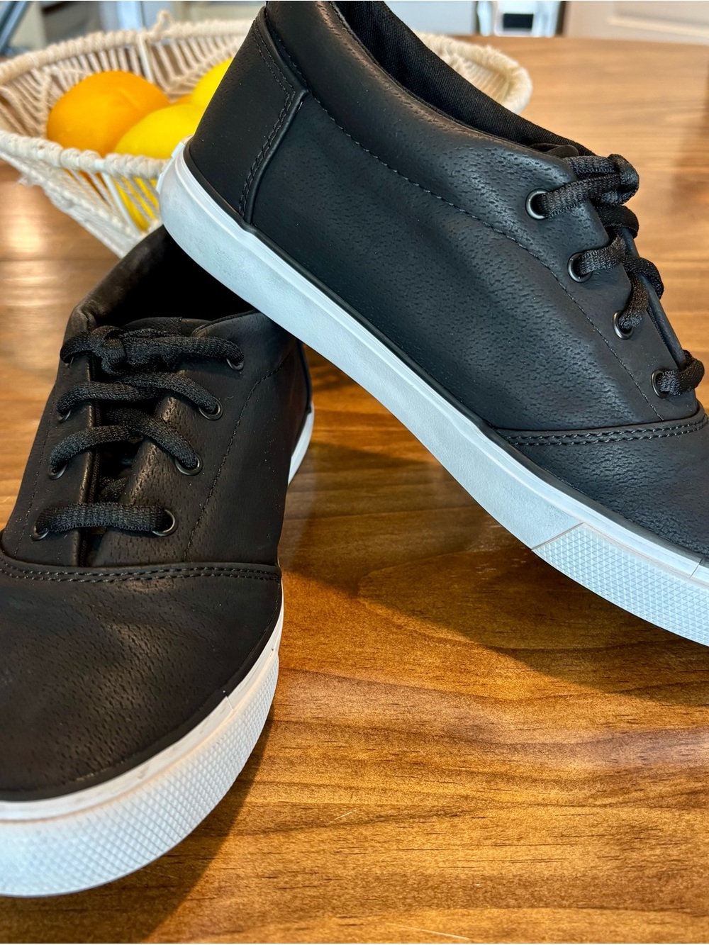 Toms Black Lace-Up Sneakers with White Sole